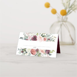 Cartão De Mesa Casamento Floral Rosa-Rosa-Rosa-Blush-Charm-Burgun