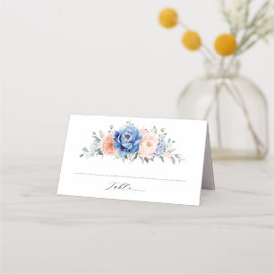 Cartão De Mesa Casamento Floral Rosa-Rosa-Rosa-Cinzento-marinho A