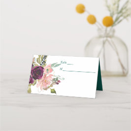 Cartão De Mesa Casamento Floral Rosa Teal Burgundy