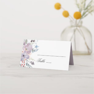 Cartão De Mesa Casamento floral roxo. Flores de lavanda de aquare