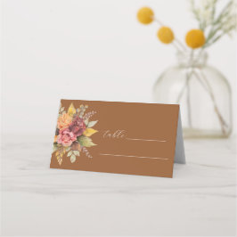 Cartão De Mesa Casamento Floral Russo de Terracotta Boho