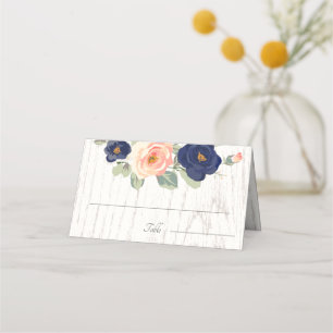 Cartão De Mesa Casamento Floral Rustic Country Marinho Blue and P