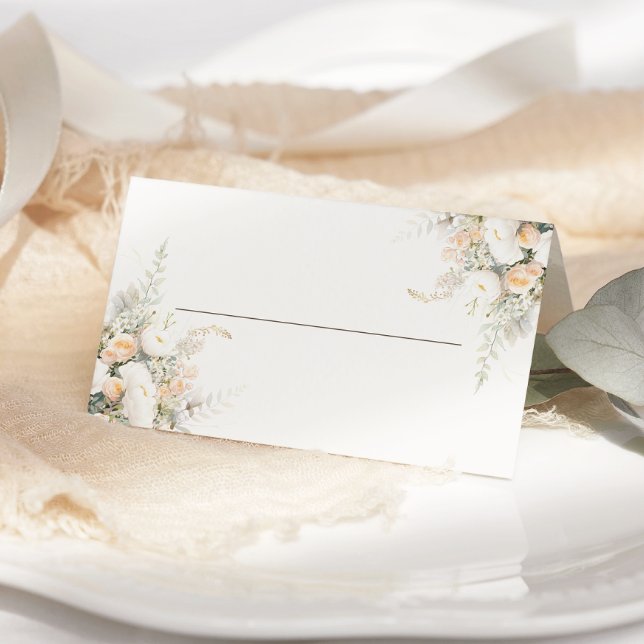 Cartão De Mesa Casamento Floral Rustic White (Criador carregado)