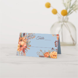 Cartão De Mesa Casamento Floral Rústico em Aquarela de Outono