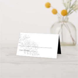 Cartão De Mesa Casamento Floral Simples Branco Negro Elegante