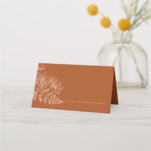 Cartão De Mesa Casamento Floral Simples Terra Cotta
