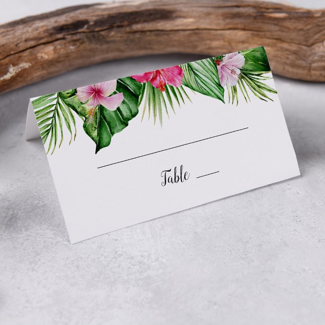 Cartão De Mesa Casamento Floral Tropical Watercolor (Criador carregado)