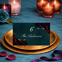 Casamento Floral Turquesa Vermelho Escuro Gótico S