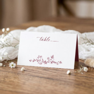 Cartão De Mesa Casamento Floral Vitoriano Francês Burgundy Vintag
