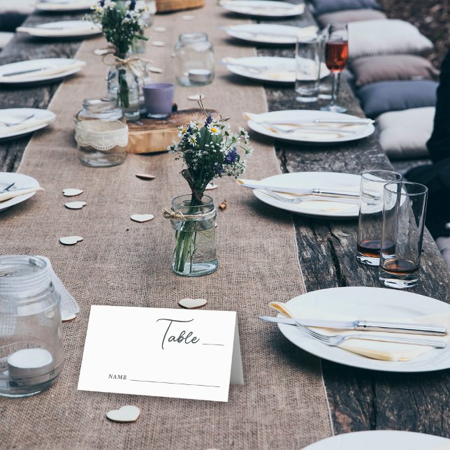 Cartão De Mesa Casamento Floresta Montanhas Simples Rústicas Árvo (Criador carregado)
