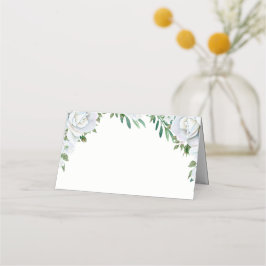 Cartão De Mesa Casamento Foliar de Rosas Brancas Greenery