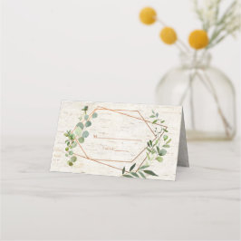 Cartão De Mesa Casamento Geométrico Eucalyptus Birch De Cobre Rus