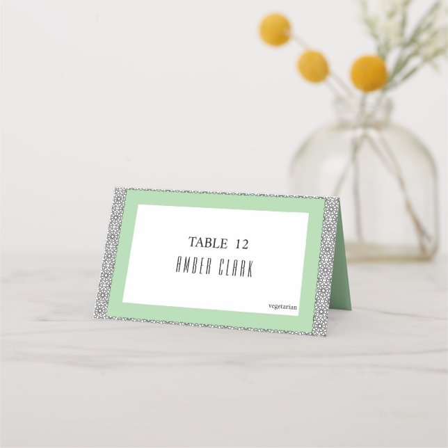 Cartão De Mesa Casamento Geométrico Islâmico de Turquesa (Frente)