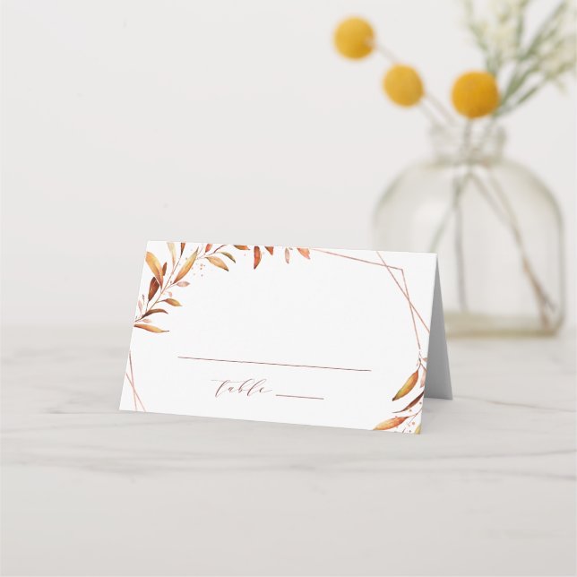 Cartão De Mesa Casamento Geométrico Russo de Queda Moderna (Frente)