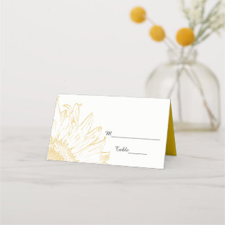 Cartão De Mesa Casamento Gráfico de Girassol Amarelo