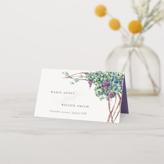 Cartão De Mesa Casamento Gráfico de Script de Água Elegante (Frente)
