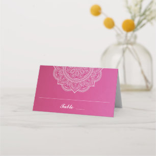 Cartão De Mesa Casamento índio de Paisley, Rosa e Branco Elegante