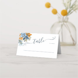 Cartão De Mesa Casamento Laranja Terracota Azul Marinho Ferrugem 