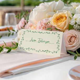 Cartão De Mesa Casamento Manuscrito Verde-Mediterrâneo
