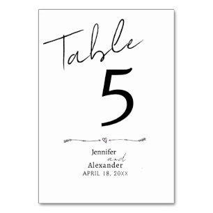 Cartão de Mesa Casamento Minimalista caligrafia mo