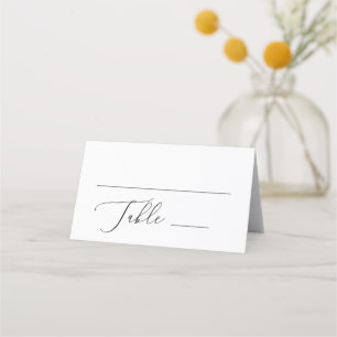 Cartão De Mesa Casamento minimalista de guião elegante preto e br