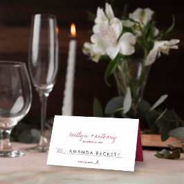 Cartão De Mesa Casamento Minimalista do Script Moderno Viva Magen