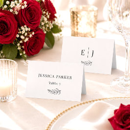 Cartão De Mesa Casamento Minimalista Moderno Preto e Branco