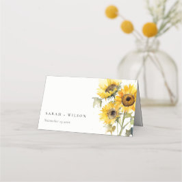 Cartão De Mesa Casamento Mínimo de Boho Watercolor Sunflower Rust