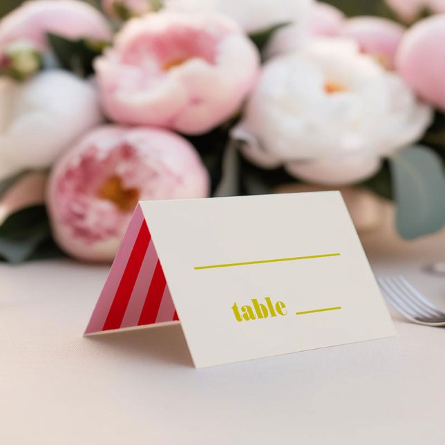 Cartão De Mesa Casamento Moderno Bright BoldTypografia (Bright BoldTypography Modern Wedding Place Card)