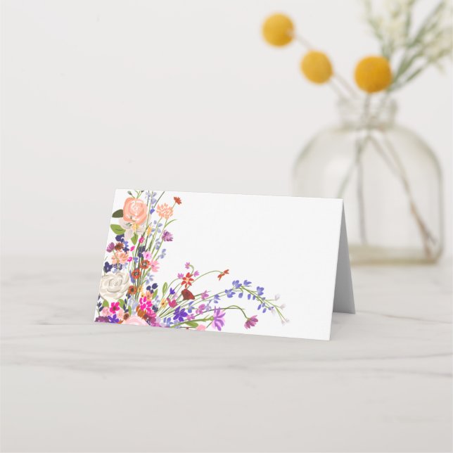 Cartão De Mesa Casamento moderno chique com flores silvestres em  (Verso)