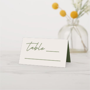 Cartão De Mesa Casamento Moderno Cinza e Verde Oliva
