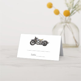 Cartão De Mesa Casamento Moderno do Marinho de Motocicleta Vintag