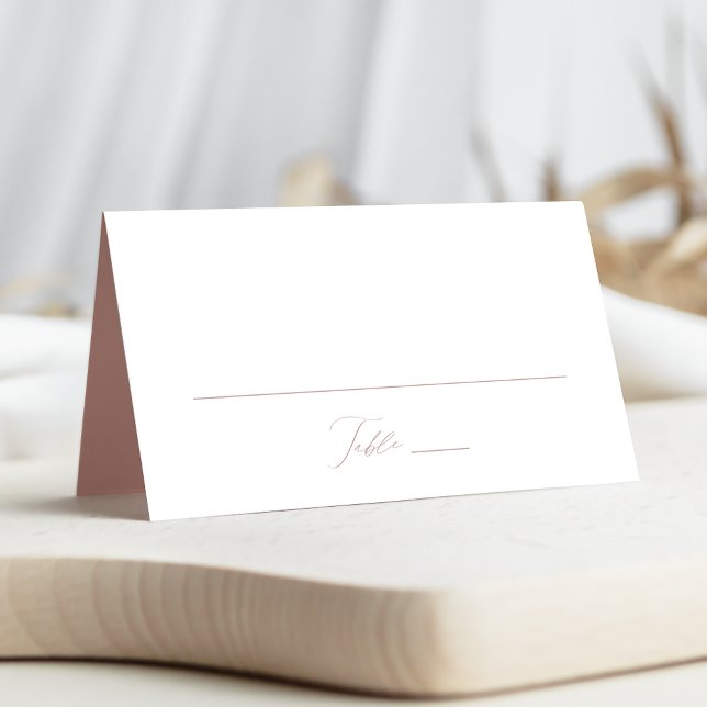 Cartão De Mesa Casamento Moderno Elegante em Script Rosa Empoeira (Criador carregado)