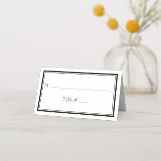 Cartão De Mesa Casamento Moderno Minimalista Preto e Branco