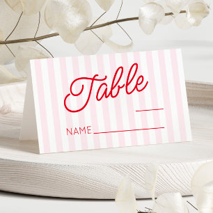 Cartão De Mesa Casamento Moderno Minimalista Rosa e Vermelho