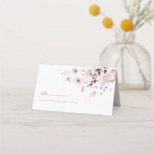 Cartão De Mesa Casamento Moderno Simples de Outono com Flores Sec
