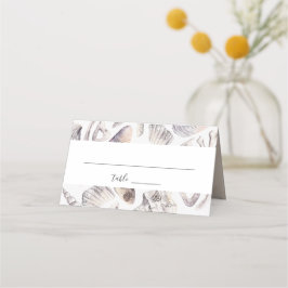 Cartão De Mesa Casamento na Praia de Coral com Conchas Marinhas B