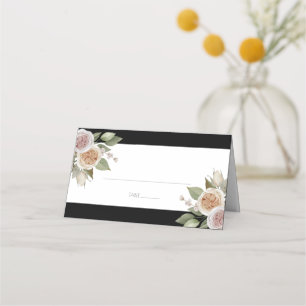 Cartão De Mesa Casamento Negra Botânica de Rosas Rosa-Rosa-Rosa-D