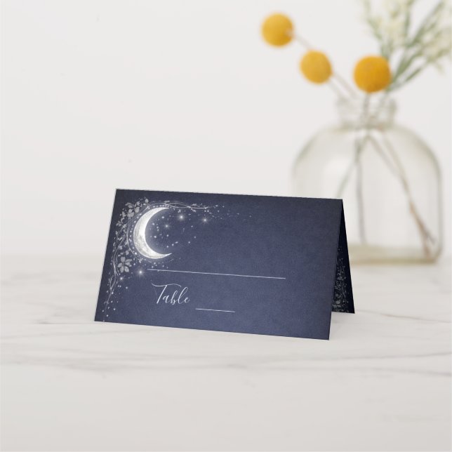 Cartão De Mesa Casamento no Bosque Celestial ao Luar (Frente)
