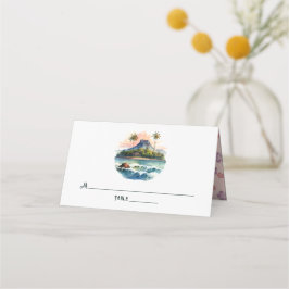 Cartão De Mesa Casamento no destino de aquarela no Havaí