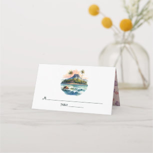 Cartão De Mesa Casamento no destino de aquarela no Havaí