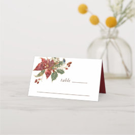Cartão De Mesa Casamento no inverno Floral de Natal Red Poinsetti
