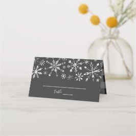 Cartão De Mesa Casamento no inverno Silver Glitter Snowflakes