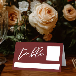 Cartão De Mesa Casamento noturno da tipografia da Borgonha Elegan