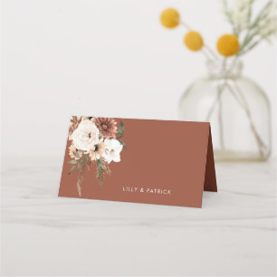 Cartão De Mesa Casamento outono Floral Bohemian Terracotta