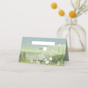 Cartão De Mesa Casamento paisagístico de Watercolor Wildflower