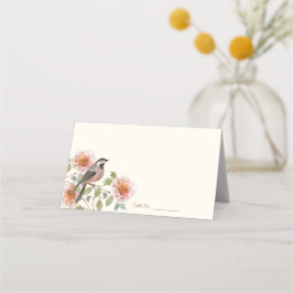 Cartão De Mesa Casamento Pássaro em Flores