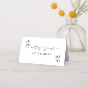 Cartão De Mesa Casamento Personalizado Da Folhagem Chic Eucalyptu