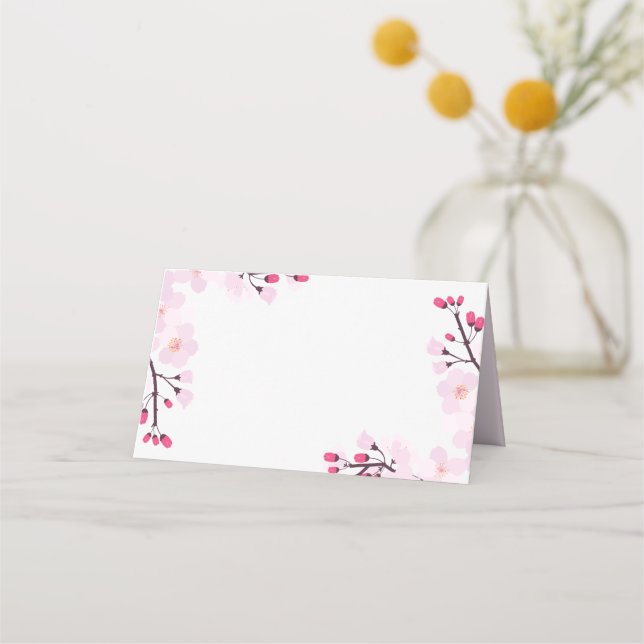 Cartão De Mesa Casamento Personalizado De Cerejeira Cor-De-Rosa B (Frente)
