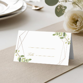 Cartão De Mesa Casamento Personalizado de Verde Geométrico Modern
